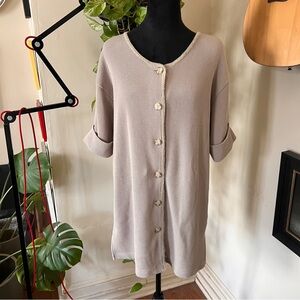 Vtg 90s Express Tricot Beige Button Tunic - Size Medium